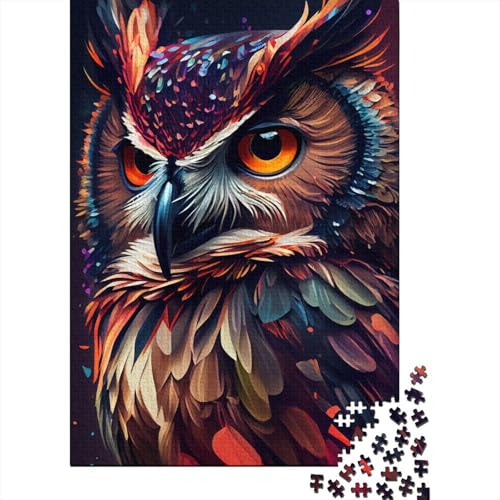 500-teiliges Puzzle für Erwachsene Eulen-Puzzle buntes Puzzle für Erwachsene Holzbrett-Puzzle dekomprimierendes geistiges Lernspielzeug 500 Stück (52 x 38 cm) von wuzihanptpt