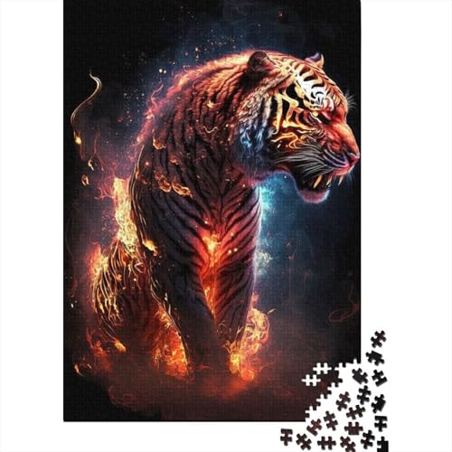 500-teiliges Puzzle für Erwachsene Tiger Fire Puzzles für Erwachsene und Jugendliche Holzpuzzle Spielzeug Denkspiel 500 Teile (52 x 38 cm) von wuzihanptpt