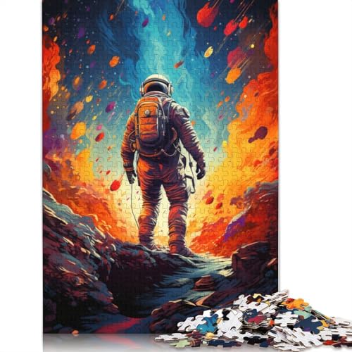 Lustiges Puzzle für Erwachsene 1000 Teile Astronaut im Farbraum Puzzles für Holzpuzzles pädagogisches Stressabbau-Spielzeug Puzzle 1000 Teile (75 x 50 cm) von wuzihanptpt