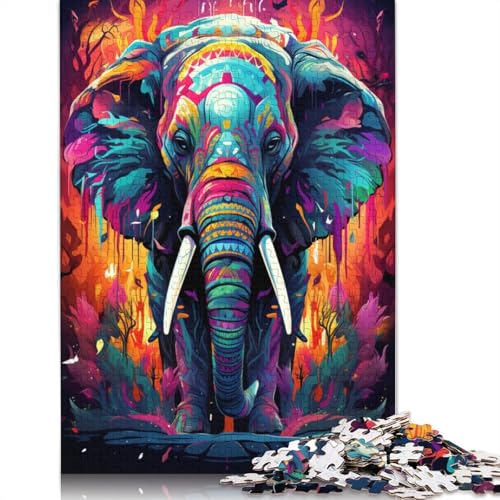 Lustiges Puzzle für Erwachsene 1000 Teile Fantasie Bunte Elefanten-Puzzles für Papierpuzzles pädagogisches Spielzeug zum Stressabbau Puzzle 1000 Teile (38 x 26 cm) von wuzihanptpt