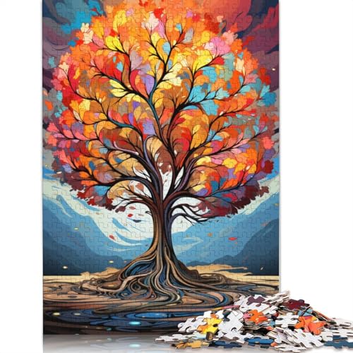 Lustiges Puzzle für Erwachsene 1000 Teile Farbmalerei Baumpuzzles für Papierpuzzles pädagogisches Spielzeug zum Stressabbau Puzzle 1000 Teile (38 x 26 cm) von wuzihanptpt