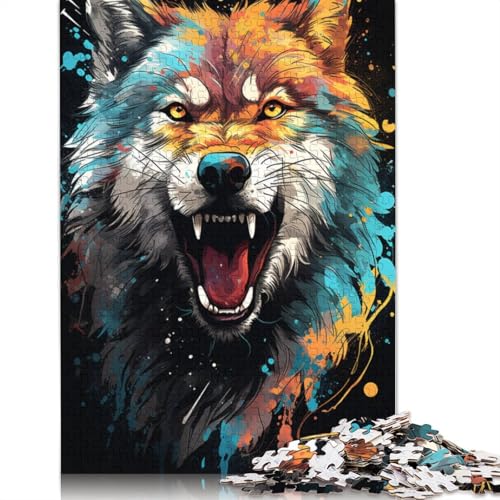 Lustiges Puzzle für Erwachsene 1000 Teile Farbmalerei Wolfspuzzles für Holzpuzzles pädagogisches Spielzeug zum Stressabbau Puzzle 1000 Teile (75 x 50 cm) von wuzihanptpt