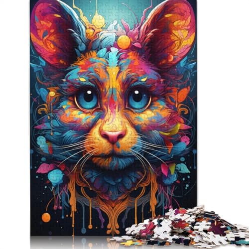 Lustiges Puzzle für Erwachsene 1000 Teile Malerei Bunte Maus Kunstpuzzles für Papierpuzzles pädagogisches Spielzeug zum Stressabbau Puzzle 1000 Teile (38 x 26 cm) von wuzihanptpt