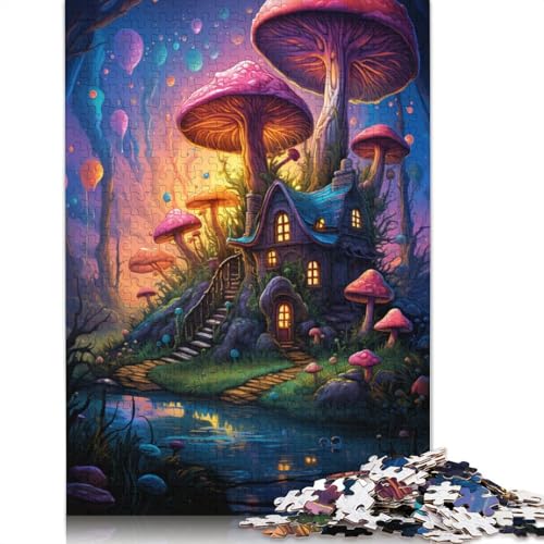 Lustiges Puzzle für Erwachsene 1000 Teile Seltsame Bunte Pilzhütten-Puzzles für Holzpuzzles pädagogisches Spielzeug zum Stressabbau Puzzle 1000 Teile (75 x 50 cm) von wuzihanptpt