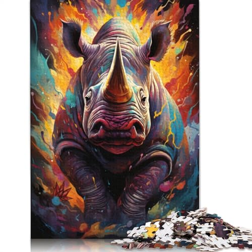 Lustiges Puzzle für Erwachsene 1000 Teile Zeichnung Tier-Nashorn-Puzzles für Papierpuzzles pädagogisches Stressabbau-Spielzeug Puzzle 1000 Teile (38 x 26 cm) von wuzihanptpt