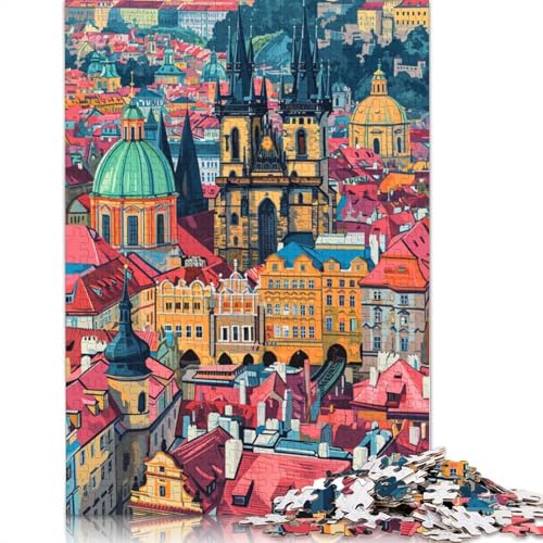 Lustiges Puzzle für Erwachsene 1000 Teile farbenfrohe Psychedelia in Prag Puzzles für Papierpuzzles pädagogisches Spielzeug zum Stressabbau Puzzle 1000 Teile (38 x 26 cm) von wuzihanptpt