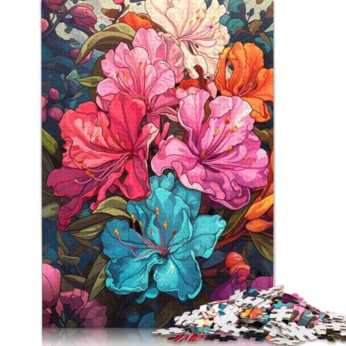 Lustiges Puzzle für Erwachsene 1000 Teile farbenfrohe Psychedelie der Rhododendren Puzzles für Holzpuzzles pädagogisches Spielzeug zum Stressabbau Puzzle 1000 Teile (75 x 50 cm) von wuzihanptpt