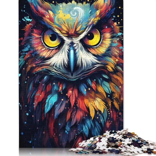 Lustiges Puzzle für Erwachsene 1000 Teile farbenfrohe psychedelische Eulen-Puzzles für Papierpuzzles pädagogisches Spielzeug zum Stressabbau Puzzle 1000 Teile (38 x 26 cm) von wuzihanptpt