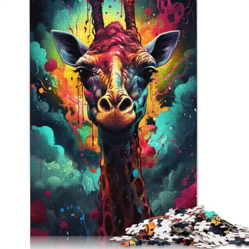 Lustiges Puzzle für Erwachsene 1000 Teile farbenfrohe psychedelische Giraffen-Puzzles für Holzpuzzles pädagogisches Spielzeug zum Stressabbau Puzzle 1000 Teile (75 x 50 cm) von wuzihanptpt