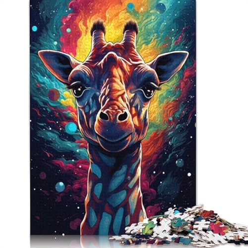 Lustiges Puzzle für Erwachsene 1000 Teile farbenfrohe psychedelische Giraffen-Puzzles für Holzpuzzles pädagogisches Spielzeug zum Stressabbau Puzzle 1000 Teile (75 x 50 cm) von wuzihanptpt