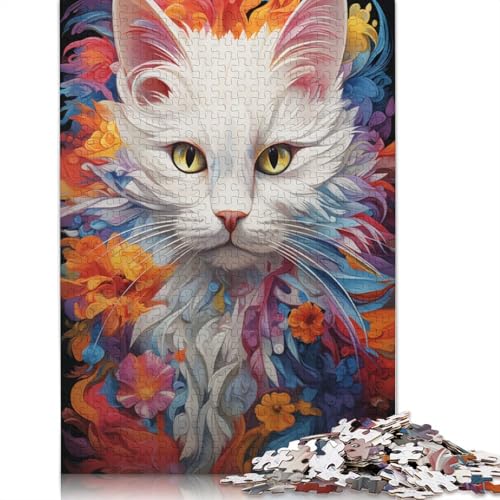 Lustiges Puzzle für Erwachsene 1000 Teile farbenfrohe psychedelische Katzenzeichnung Puzzles für Holzpuzzles pädagogisches Spielzeug zum Stressabbau Puzzle 1000 Teile (75 x 50 cm) von wuzihanptpt