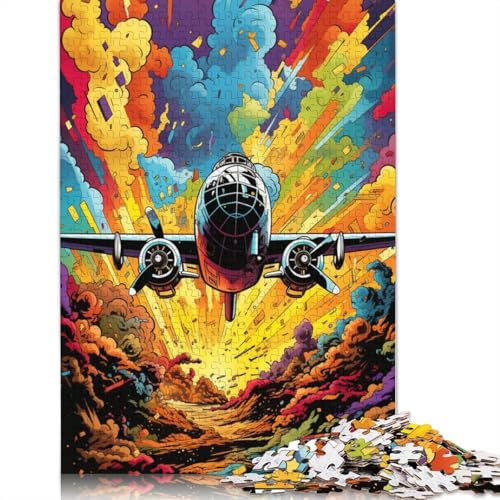 Lustiges Puzzle für Erwachsene 1000 Teile farbenfrohe psychedelische Kriegsflugzeug-Puzzles für Holzpuzzles pädagogisches Spielzeug zum Stressabbau Puzzle 1000 Teile (75 x 50 cm) von wuzihanptpt