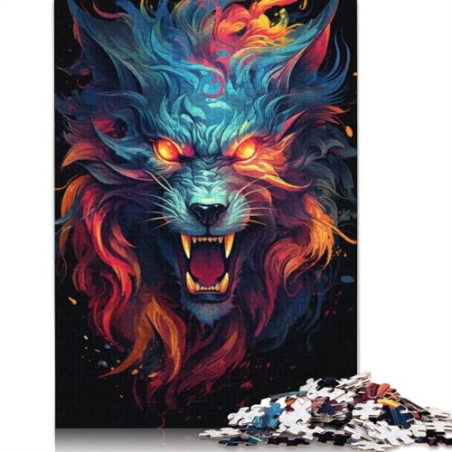 Lustiges Puzzle für Erwachsene 1000 Teile farbenfrohes psychedelisches Drachentier-Puzzle für Holzpuzzle pädagogisches Spielzeug zum Stressabbau Puzzle 1000 Teile (75 x 50 cm) von wuzihanptpt