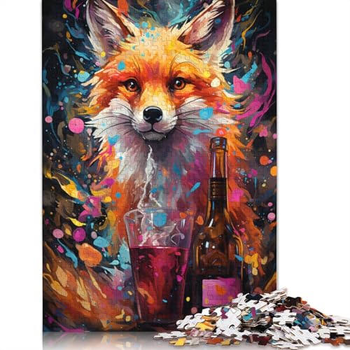 Lustiges Puzzle für Erwachsene 1000 Teile farbenfrohes psychedelisches Fuchs-Tierpuzzle für Holzpuzzles pädagogisches Spielzeug zum Stressabbau Puzzle 1000 Teile (75 x 50 cm) von wuzihanptpt