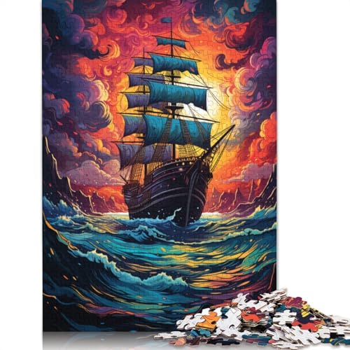 Lustiges Puzzle für Erwachsene 1000 Teile farbenfrohes psychedelisches Piratenschiff-Puzzle für Papierpuzzles pädagogisches Spielzeug zum Stressabbau Puzzle 1000 Teile (38 x 26 cm) von wuzihanptpt