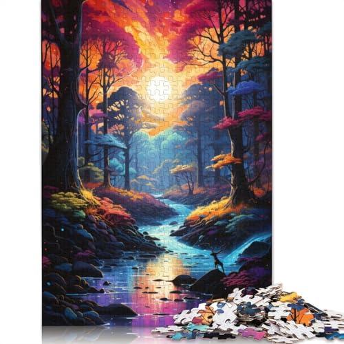 Lustiges Puzzle für Erwachsene 1000 Teile farbenfrohes psychedelisches Wald-Puzzle für Holzpuzzle pädagogisches Spielzeug zum Stressabbau Puzzle 1000 Teile (75 x 50 cm) von wuzihanptpt