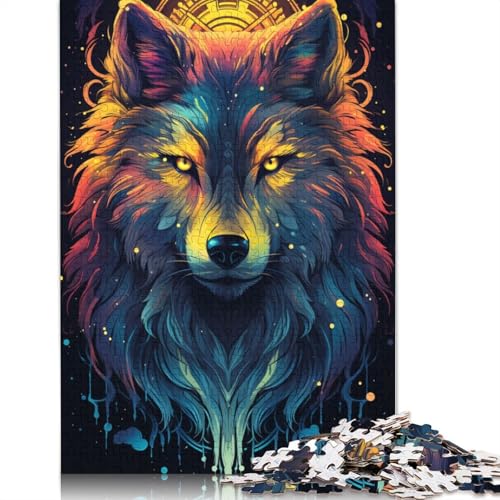 Lustiges Puzzle für Erwachsene 1000 Teile farbenfrohes psychedelisches Wolf-Puzzle für Holzpuzzle pädagogisches Spielzeug zum Stressabbau Puzzle 1000 Teile (75 x 50 cm) von wuzihanptpt