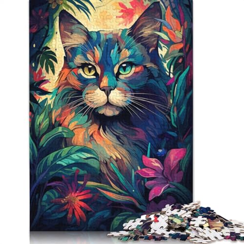 Lustiges Puzzle für Erwachsene 1000 Teile getigerte Katze im Dschungel Puzzles für Papierpuzzles pädagogisches Spielzeug zum Stressabbau Puzzle 1000 Teile (38 x 26 cm) von wuzihanptpt