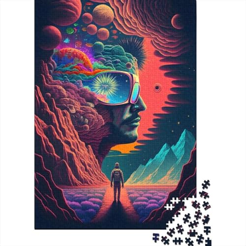 Puzzle „Psychedelic Mindtrip“ 500-teiliges Puzzle für Erwachsene Familien-Holzbrettpuzzle tolles Geschenk für Erwachsene 500 Teile (52 x 38 cm) von wuzihanptpt