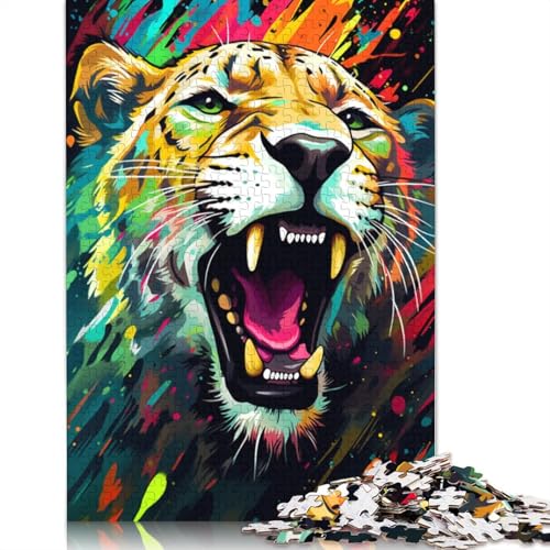 Puzzle „Psychedelisches Graffiti“ bunter Gepard 1000 Teile für Erwachsene Holzpuzzle für Erwachsene und Kinder lustige Puzzlespiele 1000 Teile (75 x 50 cm) von wuzihanptpt