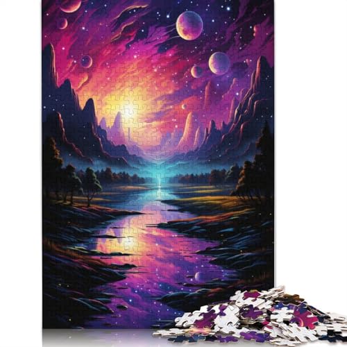 Puzzle 1000 Teile „Die farbenfrohe Psychedelie des kosmischen Sees“ Puzzle für Erwachsene Papierpuzzle Heimdekoration 1000 Teile (38 x 26 cm) von wuzihanptpt