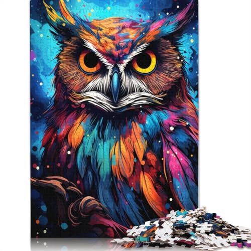 Puzzle 1000 Teile Puzzle für Erwachsene und Kinder Bunte psychedelische Eulen-Puzzles für Holzpuzzles pädagogisches Spielzeug zum Stressabbau Puzzle 1000 Teile (75 x 50 cm) von wuzihanptpt