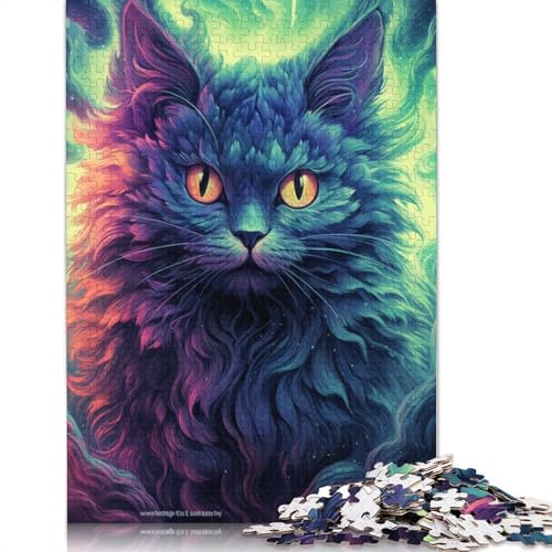 Puzzle 1000 Teile Puzzle für Erwachsene und Kinder Katze im Weltraum Malpuzzle für Holzpuzzle pädagogisches Spielzeug zum Stressabbau Puzzle 1000 Teile (75 x 50 cm) von wuzihanptpt