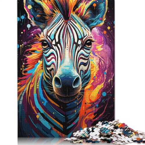 Puzzle 1000 Teile Puzzle für Erwachsene und Kinder buntes psychedelisches Zebra-Puzzle für Holzpuzzle pädagogisches Spielzeug zum Stressabbau Puzzle 1000 Teile (75 x 50 cm) von wuzihanptpt