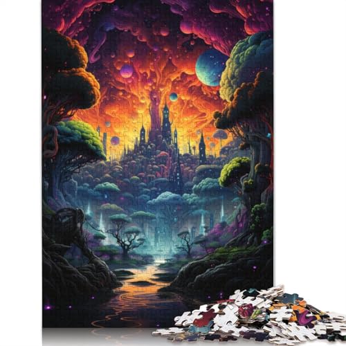 Puzzle 1000 Teile Puzzle für Erwachsene und Kinder farbenfrohe psychedelische Landschaftspuzzles für Papierpuzzles pädagogisches Spielzeug zum Stressabbau Puzzle 1000 Teile (38 x 26 cm) von wuzihanptpt