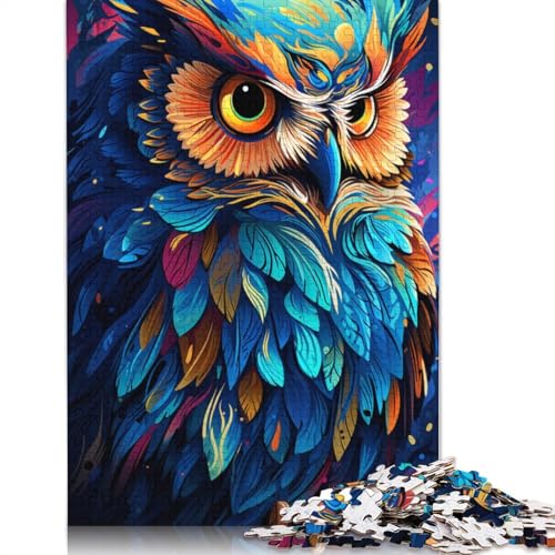 Puzzle 1000 Teile Puzzle für Erwachsene und Kinder farbenfrohe psychedelische mystische Eulen-Puzzles für Holzpuzzles pädagogisches Spielzeug zum Stressabbau Puzzle 1000 Teile (75 x 50 cm) von wuzihanptpt