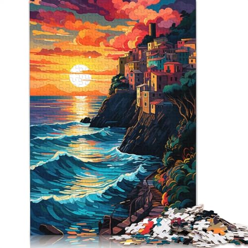 Puzzle 1000 Teile für Erwachsene „Die farbenfrohe Psychedelie der Cinque Terre“ Puzzle für Erwachsene Papierpuzzle Lernspiele für Erwachsene und Kinder 1000 Teile (38 x 26 cm) von wuzihanptpt