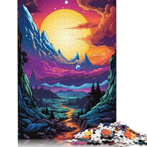 Puzzle 1000 Teile für Erwachsene Bunte Psychedelia of Mysterious Terrain Puzzles für Erwachsene Holzpuzzles Lernspiele für Erwachsene und Kinder 1000 Teile (75 x 50 cm) von wuzihanptpt