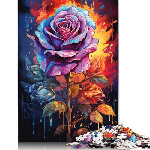 Puzzle 1000 Teile für Erwachsene Bunte Rosen Puzzle für Erwachsene Papierpuzzle Lernspiele für Erwachsene und Kinder 1000 Teile (38 x 26 cm) von wuzihanptpt