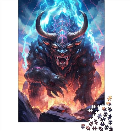 Puzzle 1000 Teile für Erwachsene King Monster Bull Puzzle für Erwachsene Holzbrett-Puzzle dekomprimierendes geistiges Lernspielzeug 1000 Teile (75 x 50 cm) von wuzihanptpt