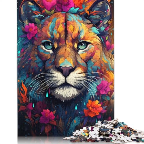 Puzzle 1000 Teile für Erwachsene buntes psychedelisches Blumenpuzzle mit Puma Puzzle für Erwachsene Holzpuzzle Lernspiele für Erwachsene und Kinder 1000 Teile (75 x 50 cm) von wuzihanptpt