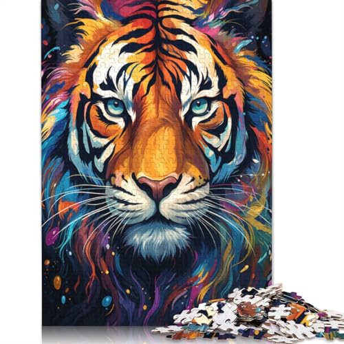 Puzzle 1000 Teile für Erwachsene und Kinder Bunte psychedelische Tiger-Puzzles für Papierpuzzles pädagogisches Spielzeug zum Stressabbau Puzzle 1000 Teile (38 x 26 cm) von wuzihanptpt