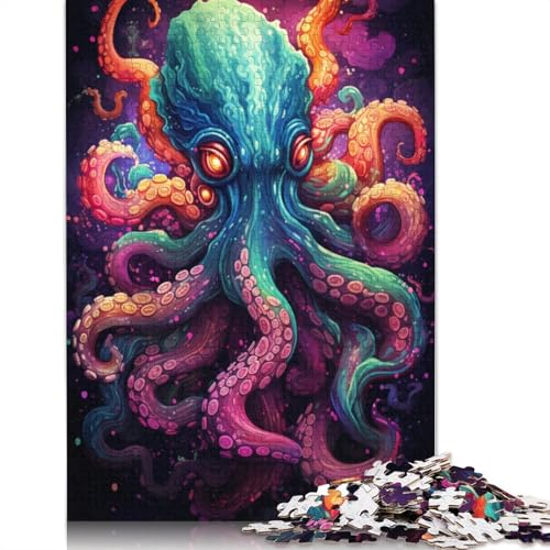 Puzzle 1000 Teile für Erwachsene und Kinder farbenfrohe Psychedelia des galaktischen Oktopus Papierpuzzle pädagogisches Spielzeug zum Stressabbau Puzzle 1000 Teile (38 x 26 cm) von wuzihanptpt