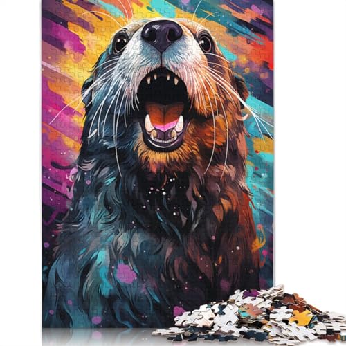 Puzzle 1000 Teile für Erwachsene und Kinder farbenfrohes psychedelisches Seeotter-Puzzle mit Galaxienmotiv Papierpuzzle pädagogisches Spielzeug zum Stressabbau Puzzle 1000 Teile (38 x 26 cm) von wuzihanptpt