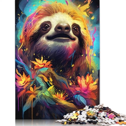 Puzzle 1000 Teile für Erwachsene und Kinder farbenfrohes psychedelisches Tierfaultier-Puzzle für Papierpuzzles pädagogisches Spielzeug zum Stressabbau Puzzle 1000 Teile (38 x 26 cm) von wuzihanptpt