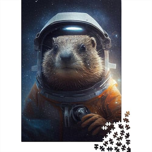 Puzzle 300 Teile für Erwachsene Murmeltier Astronaut Murmeltier Puzzle für Holzbrettpuzzle Lernspiel Herausforderungsspielzeug 300 Teile (40 x 28 cm) von wuzihanptpt