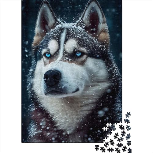 Puzzle 500 Teile für Erwachsene Husky-Porträt-Puzzles für Holzbrett-Puzzles Lernspiel Herausforderungsspielzeug 500 Stück (52 x 38 cm) von wuzihanptpt