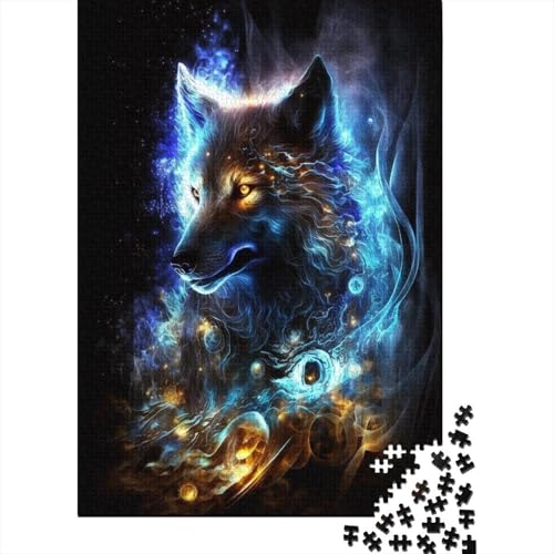 Puzzle Bunter Wolf 300-teiliges Puzzle für Erwachsene Familien-Holzbrettpuzzle tolles Geschenk für Erwachsene 300 Teile (40 x 28 cm) von wuzihanptpt