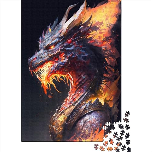 Puzzle Drache in Flammen Puzzle für Erwachsene 300 Stück Holzpuzzle für Erwachsene und Jugendliche Puzzle für Erwachsene Geschenke 300 Teile (40 x 28 cm) von wuzihanptpt