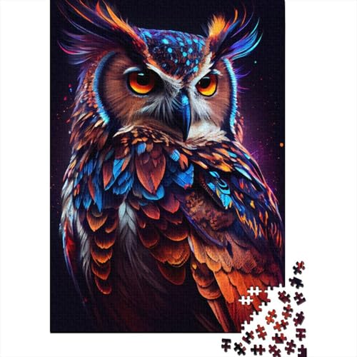 Puzzle Eule bunt 500 Teile Puzzle für Erwachsene Familien-Holzbrettpuzzle tolles Geschenk für Erwachsene 500 Teile (52 x 38 cm) von wuzihanptpt