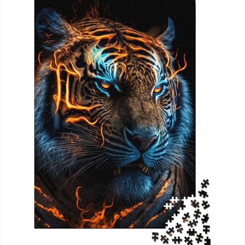 Puzzle-Geschenk „Neon Tiger“ 1000 Teile für Erwachsene Puzzle aus Holz Puzzle für Erwachsene und Jugendliche ab 12 Jahren Lernspiel Herausforderungsspielzeug 1000 Teile (75 x 50 cm) von wuzihanptpt