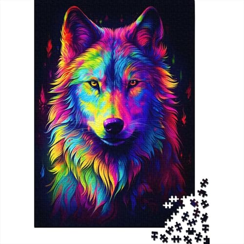 Puzzle-Geschenk „Neonwolf“ 1000 Teile für Erwachsene Puzzle aus Holz Puzzle für Erwachsene und Jugendliche ab 12 Jahren Lernspiel Herausforderungsspielzeug 1000 Teile (75 x 50 cm) von wuzihanptpt