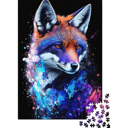 Puzzle-Geschenk Neonfuchs-Portrait 300 Teile für Erwachsene Puzzle aus Holz Puzzle für Erwachsene und Jugendliche ab 12 Jahren Lernspiel Herausforderungsspielzeug 300 Teile (40 x 28 cm) von wuzihanptpt