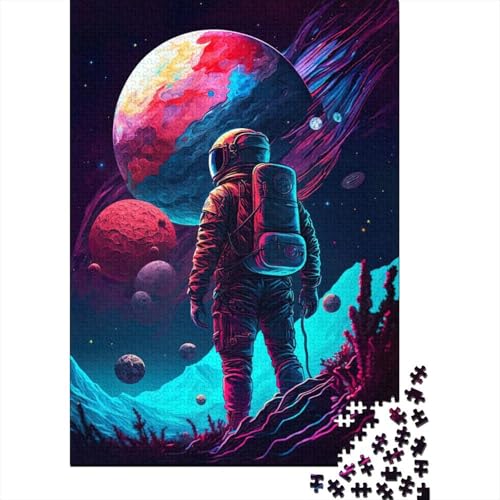 Puzzle Neon-Astronaut Puzzle für Erwachsene 1000 Teile Holzpuzzle für Erwachsene und Jugendliche Puzzle für Erwachsene Geschenke 1000 Teile (75 x 50 cm) von wuzihanptpt