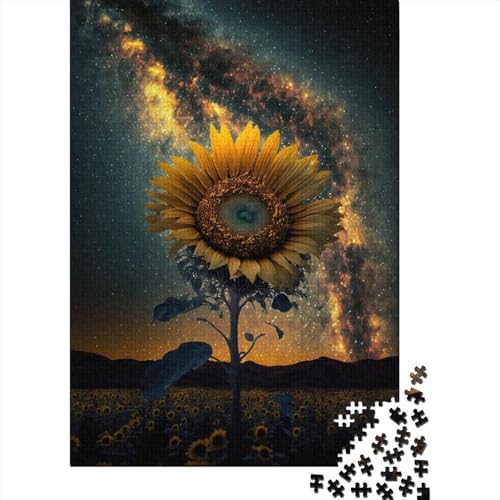 Puzzle Universum Sonnenblume 1000-teiliges Puzzle für Erwachsene Familien-Holzbrettpuzzle Tolles Geschenk für Erwachsene 1000 Teile (75 x 50 cm) von wuzihanptpt