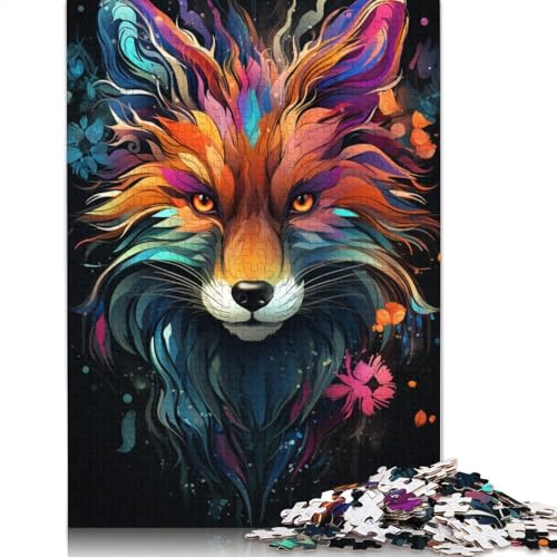 Puzzle farbenfrohes psychedelisches Gemälde eines Fuchstiers 1000 Teile Holzpuzzle für Erwachsene und Kinder ab Jahren tolles Geschenk für Erwachsene 1000 Teile (75 x 50 cm) von wuzihanptpt